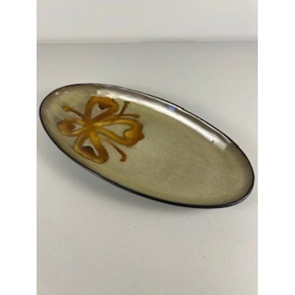 Pier 1 Kioko Hand Painted Stoneware‎ Oval Serving Dish Tray